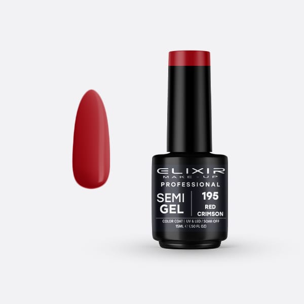 Elixir Semi-permanent nail polish 15ml – #195 (Red Crimson)